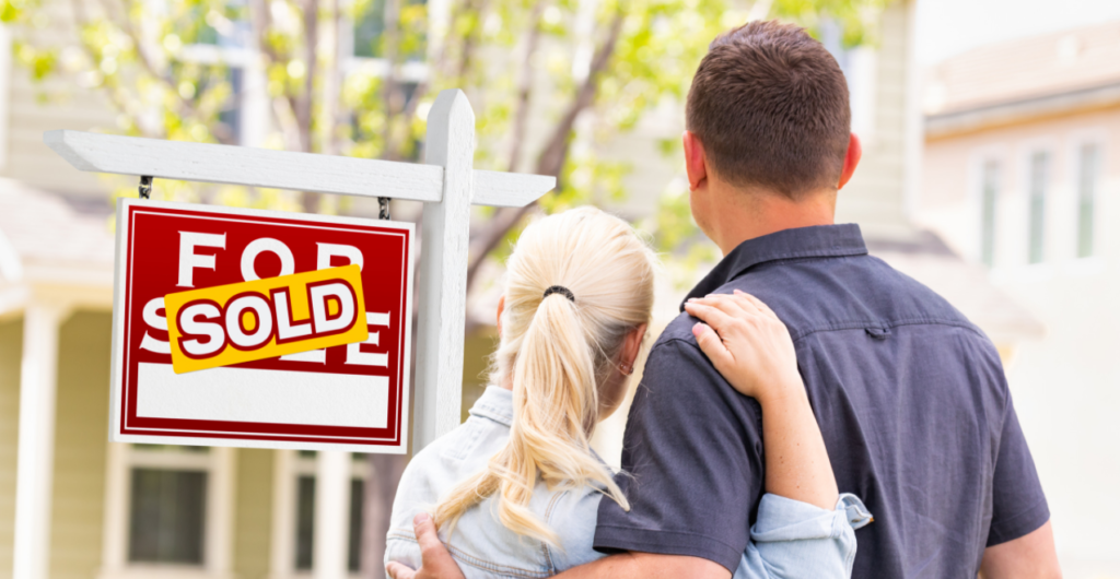 couple looking at house that was just sold; (article: how to sell your house without a realtor)